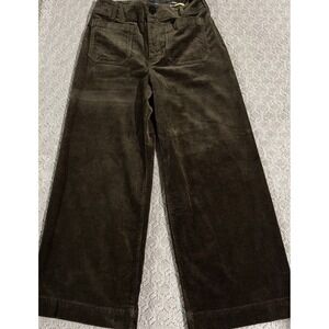 Maeve Pants Womens 29 Colette Corduroy Wide Leg Cropped Green Patch Pockets